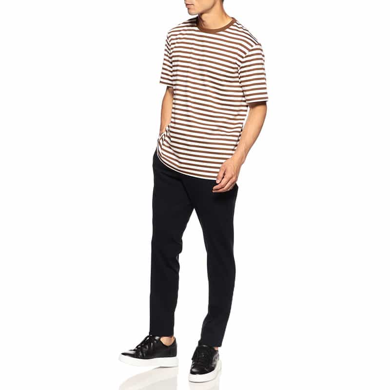 BARNEYS NEW YORK スムースボーダーTシャツ BROWN