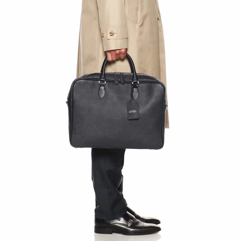 BARNEYS NEW YORK レザーブリーフケース NAVY