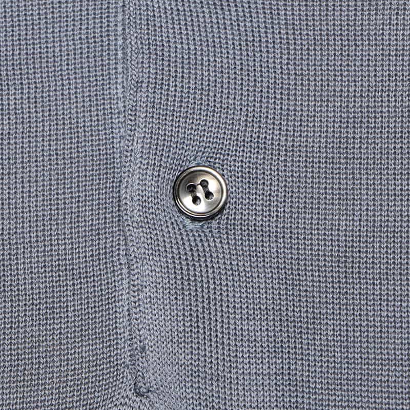 BARNEYS NEW YORK 海島綿長袖ニットポロシャツ BLUE