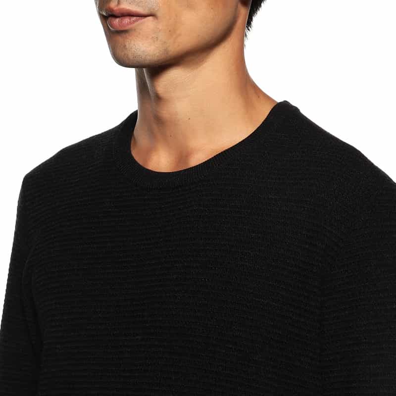 BARNEYS NEW YORK ワッフルクルーネックニットプルオーバー DARK GRAY