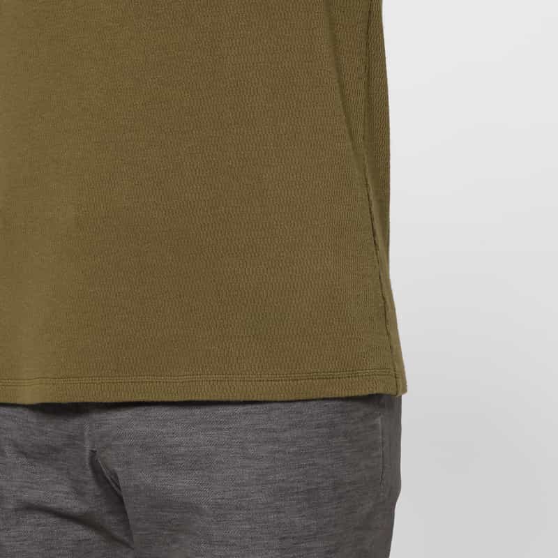 BARNEYS NEW YORK コットンワッフル素材ヘンリーネックカットソー KHAKI