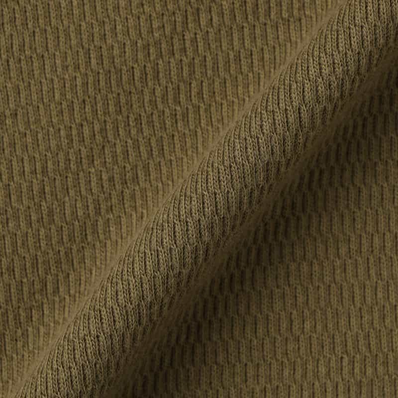 BARNEYS NEW YORK コットンワッフル素材ヘンリーネックカットソー KHAKI