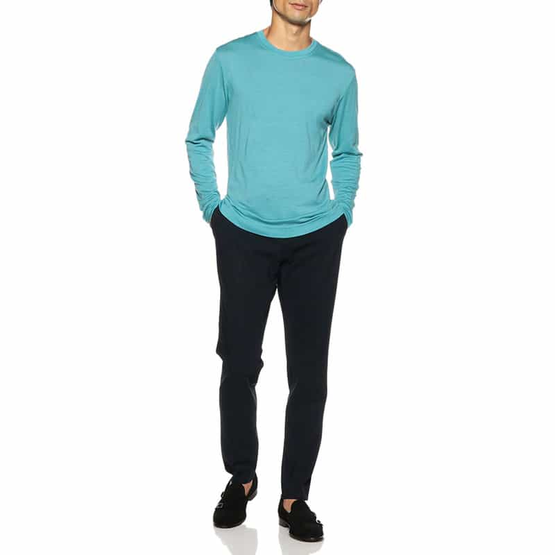 BARNEYS NEW YORK ウォッシャブルウールロングスリーブカットソー BLUE