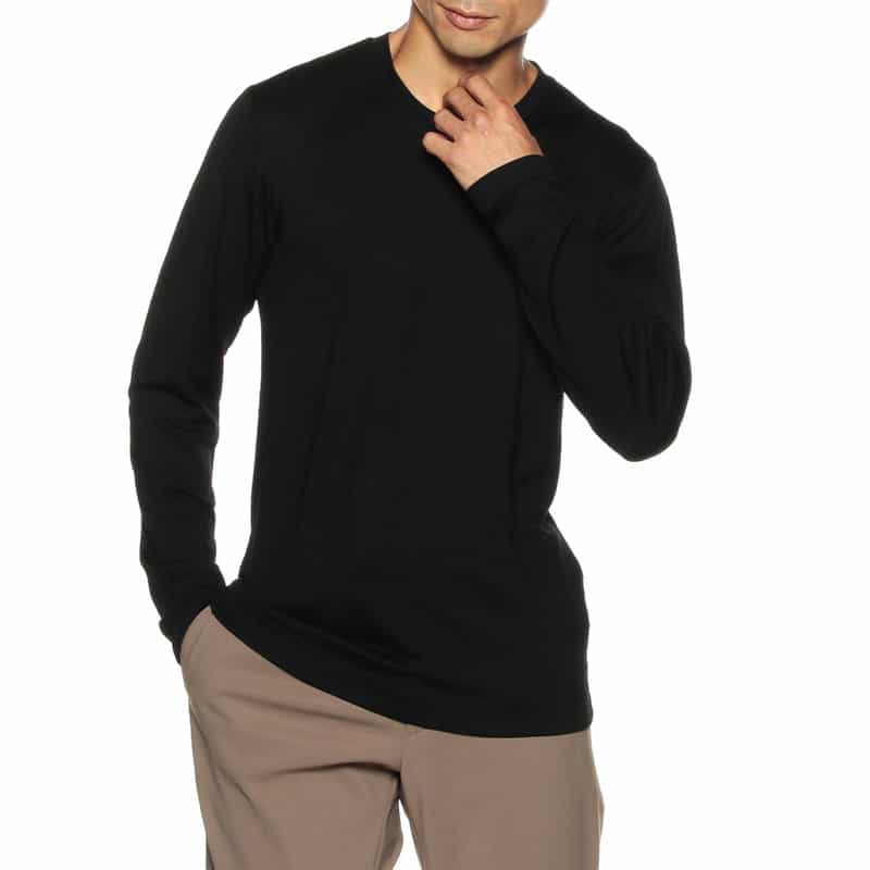 BARNEYS NEW YORK ウォッシャブルウールロングスリーブカットソー BLACK