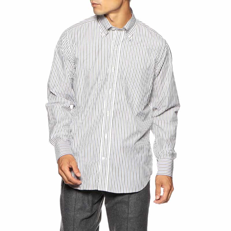 BARNEYS NEW YORK ストライプ柄ボタンダウンシャツ BLUE