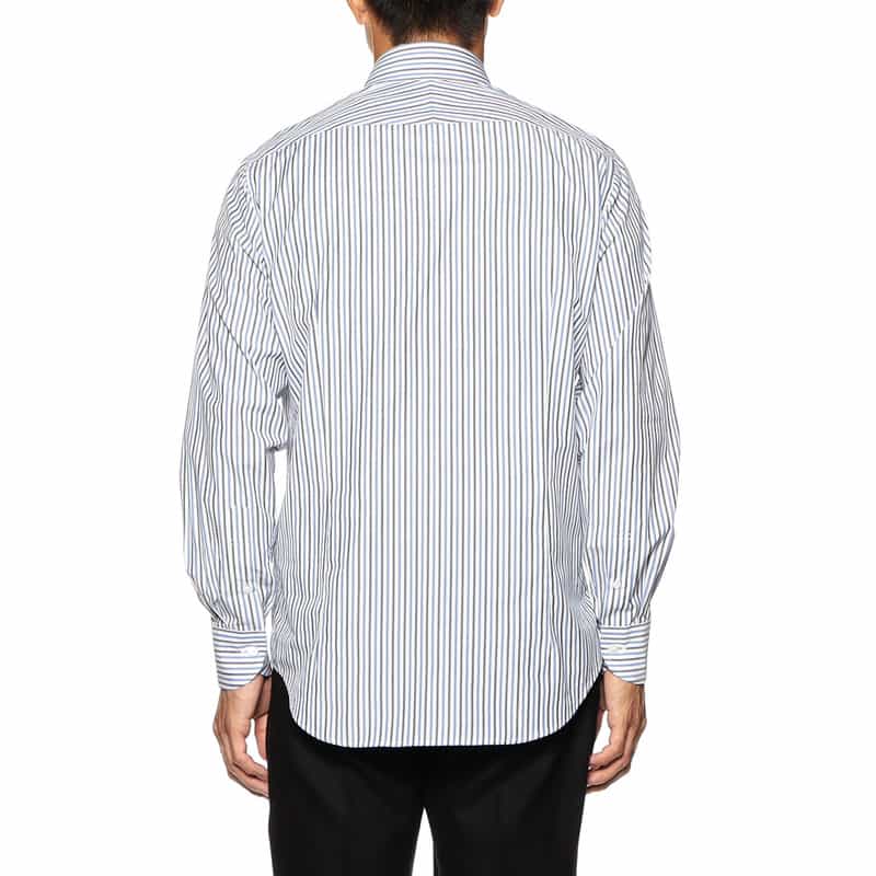 BARNEYS NEW YORK ストライプ柄ボタンダウンシャツ NAVY