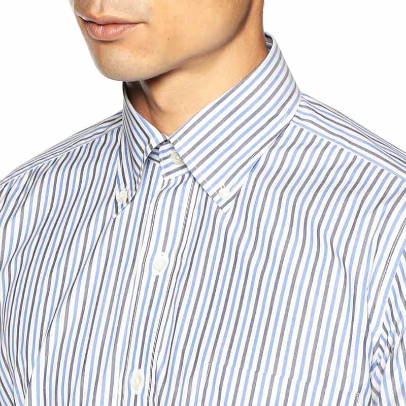 BARNEYS NEW YORK ストライプ柄ボタンダウンシャツ NAVY