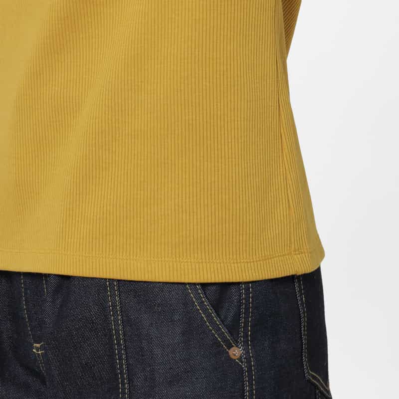 BARNEYS NEW YORK ウォッシャブル 7分袖リブカットソー MUSTARD