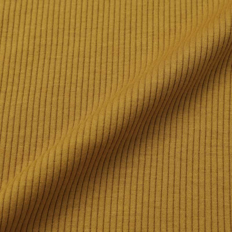 BARNEYS NEW YORK ウォッシャブル 7分袖リブカットソー MUSTARD