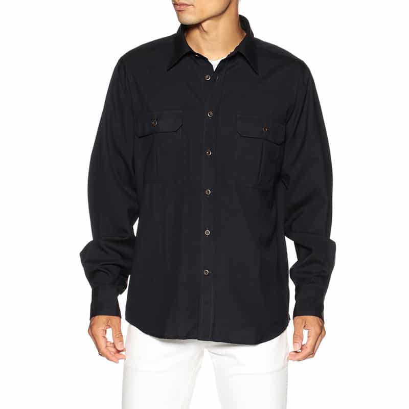 BARNEYS NEW YORK トロピカルウールオーバーシャツ NAVY