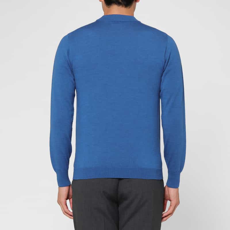 BARNEYS NEW YORK ウール素材モックネックニットプルオーバー BLUE GRAY