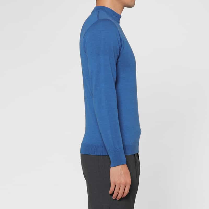 BARNEYS NEW YORK ウール素材モックネックニットプルオーバー BLUE GRAY