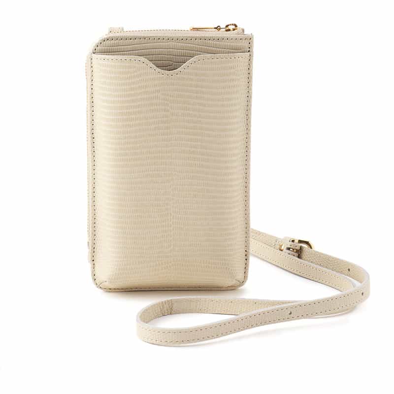 BARNEYS NEW YORK 型押しレザーフォーンバッグ IVORY