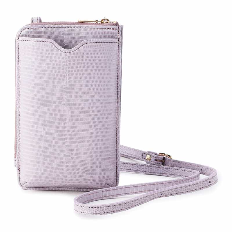BARNEYS NEW YORK 型押しレザーフォーンバッグ LILAC