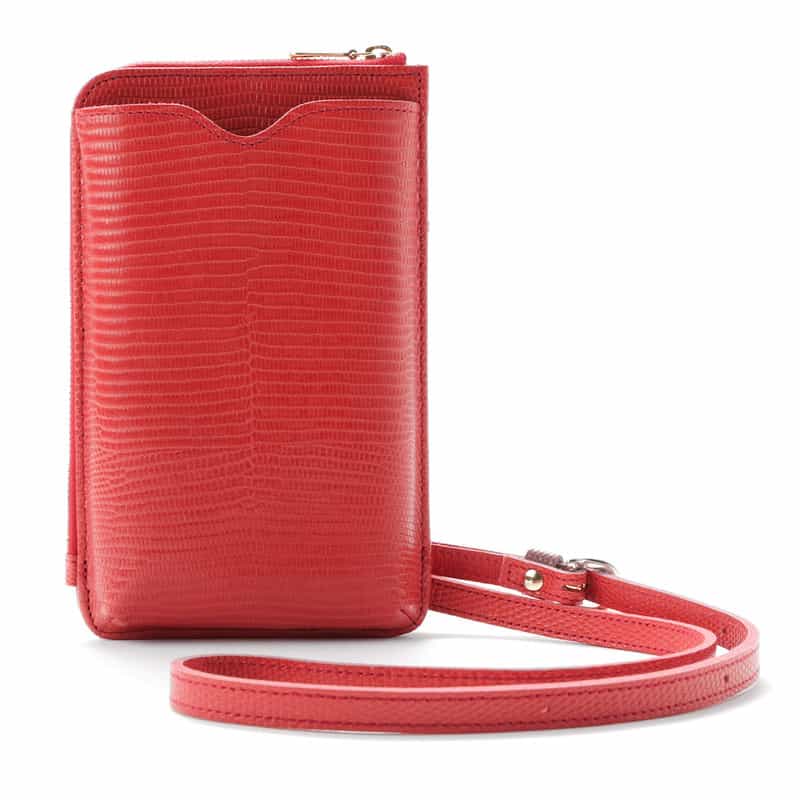 BARNEYS NEW YORK 型押しレザーフォーンバッグ RED