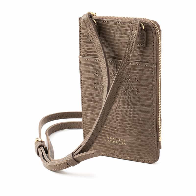 BARNEYS NEW YORK 型押しレザーフォーンバッグ GRAY BEIGE