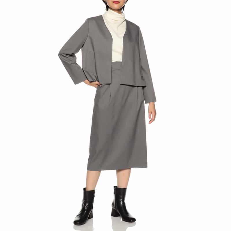 BARNEYS NEW YORK ウォッシャブルセットアップVネックジャケット GRAY