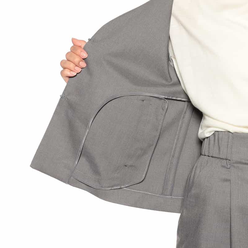 BARNEYS NEW YORK ウォッシャブルセットアップVネックジャケット GRAY