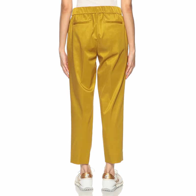 BARNEYS NEW YORK ウォッシャブルシャイニータックパンツ YELLOW