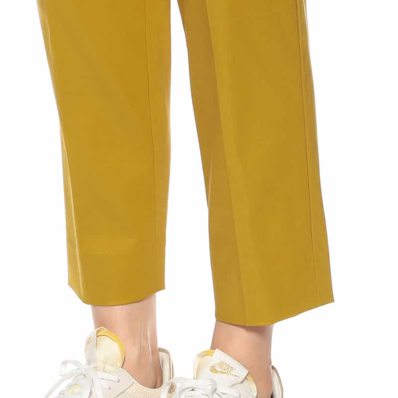 BARNEYS NEW YORK ウォッシャブルシャイニータックパンツ YELLOW