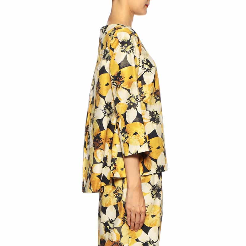 BARNEYS NEW YORK ウォッシャブルプリントブラウス YELLOW
