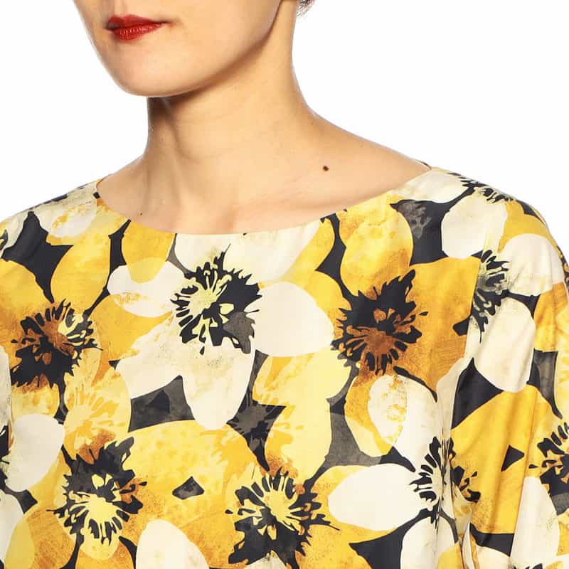BARNEYS NEW YORK ウォッシャブルプリントブラウス YELLOW
