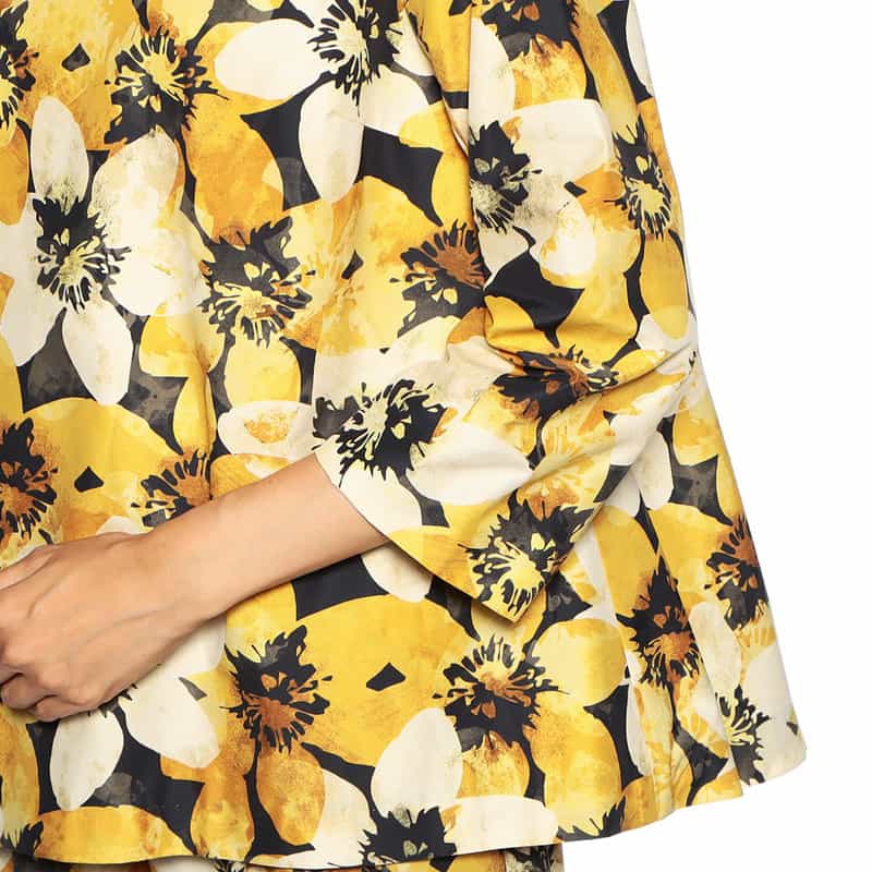 BARNEYS NEW YORK ウォッシャブルプリントブラウス YELLOW