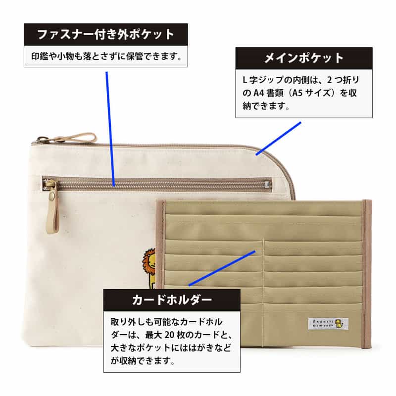 BARNEYS NEW YORK ライオンキャンバス母子手帳ケース NAVY
