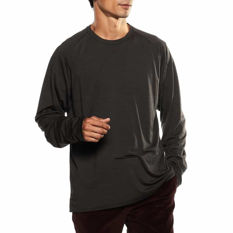 BARNEYS NEW YORK ウォッシャブルウールジャージロングスリーブTシャツ DARK GRAY