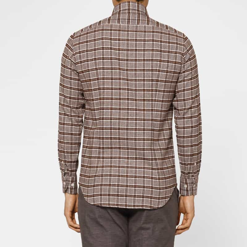 BARNEYS NEW YORK グレンチェック柄フランネルカジュアルシャツ BROWN