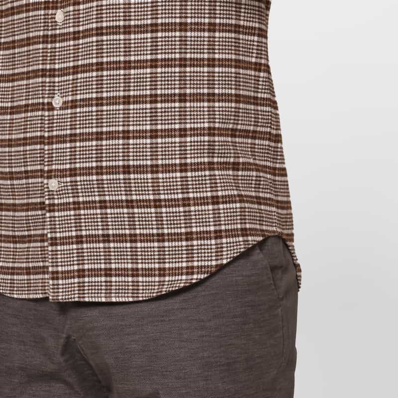 BARNEYS NEW YORK グレンチェック柄フランネルカジュアルシャツ BROWN