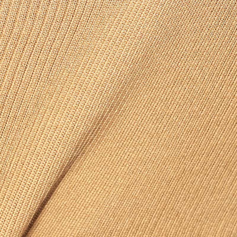 BARNEYS NEW YORK ウォッシャブルシルクVネックリブニットカーディガン CAMEL