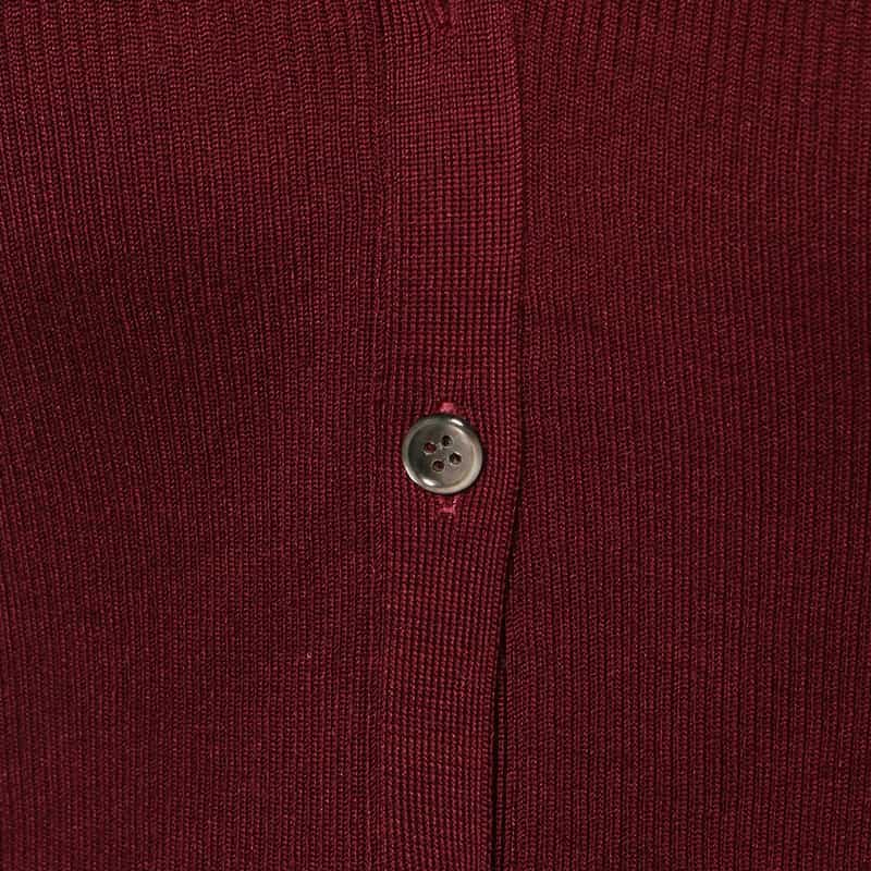 BARNEYS NEW YORK ウォッシャブルシルクVネックリブニットカーディガン WINE
