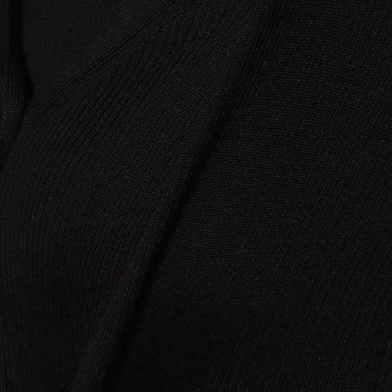 BARNEYS NEW YORK ウォッシャブルシルクVネックリブニットカーディガン BLACK