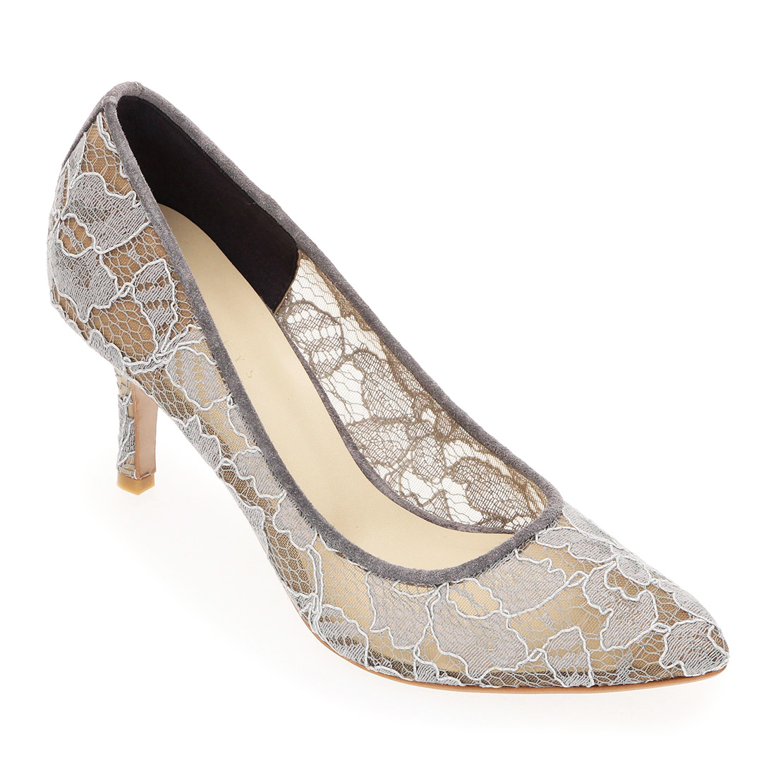 レースポインテッドトゥパンプス