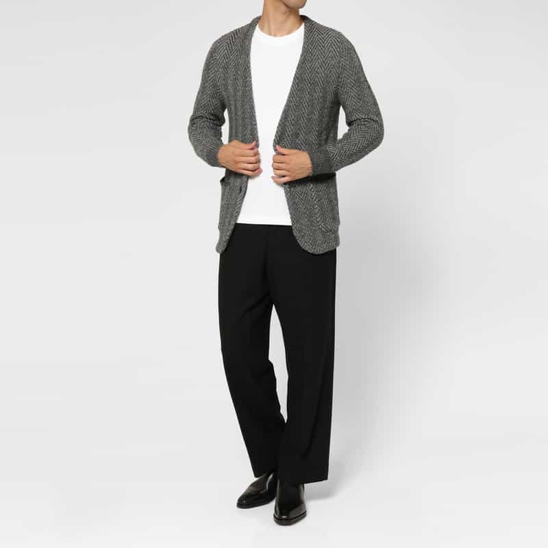 BARNEYS NEW YORK ヘリンボーン柄ノーカラージャケット GRAY