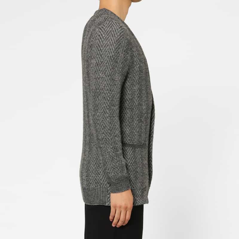 BARNEYS NEW YORK ヘリンボーン柄ノーカラージャケット GRAY