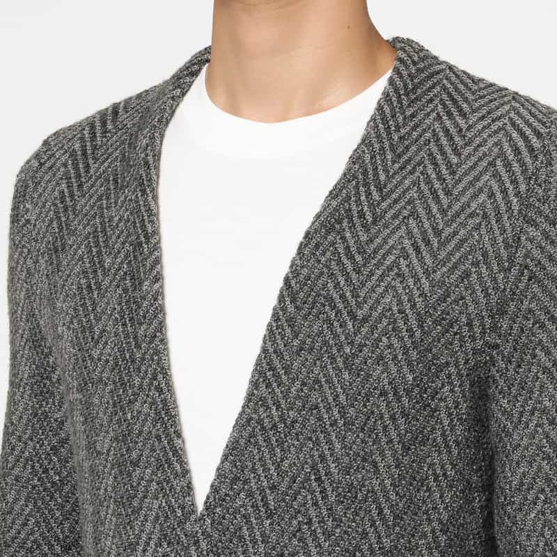 BARNEYS NEW YORK ヘリンボーン柄ノーカラージャケット GRAY