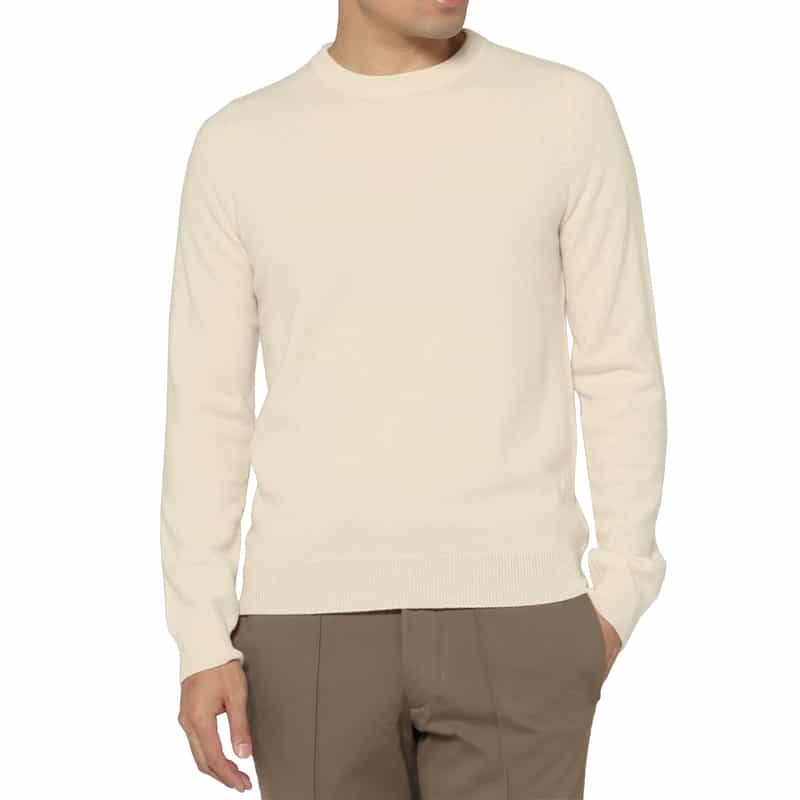BARNEYS NEW YORK カシミヤ100％クルーネックニットプルオーバー WHITE