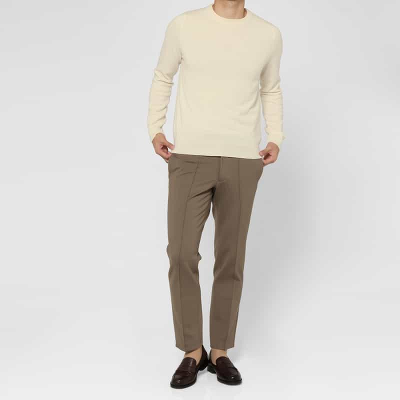 BARNEYS NEW YORK カシミヤ100％クルーネックニットプルオーバー WHITE