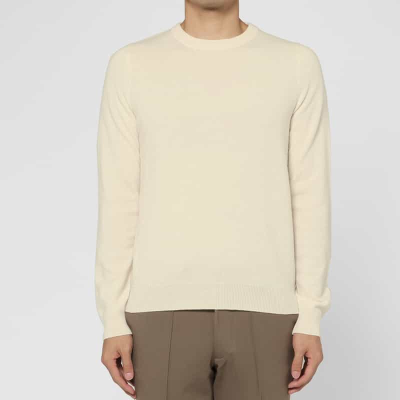 BARNEYS NEW YORK カシミヤ100％クルーネックニットプルオーバー WHITE