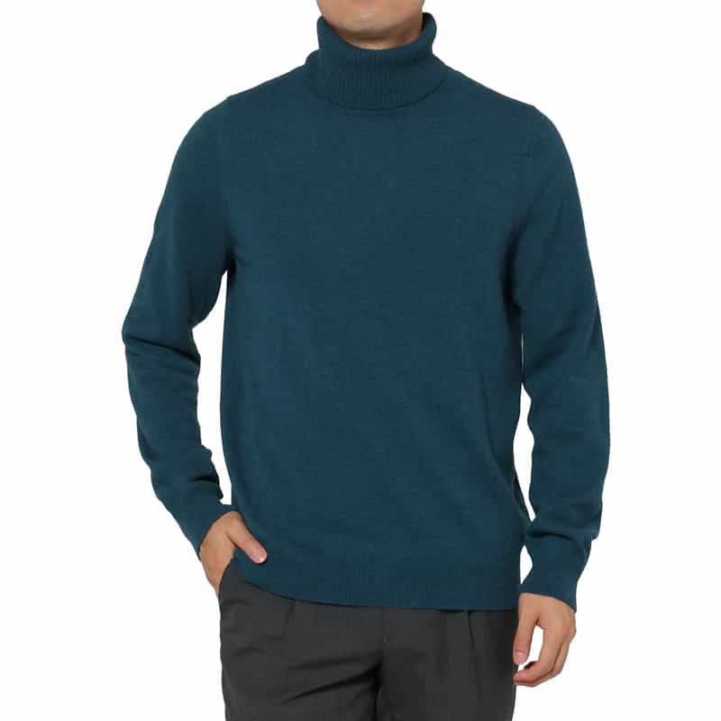BARNEYS NEW YORK カシミヤ100％タートルネックニットプルオーバー BLUE