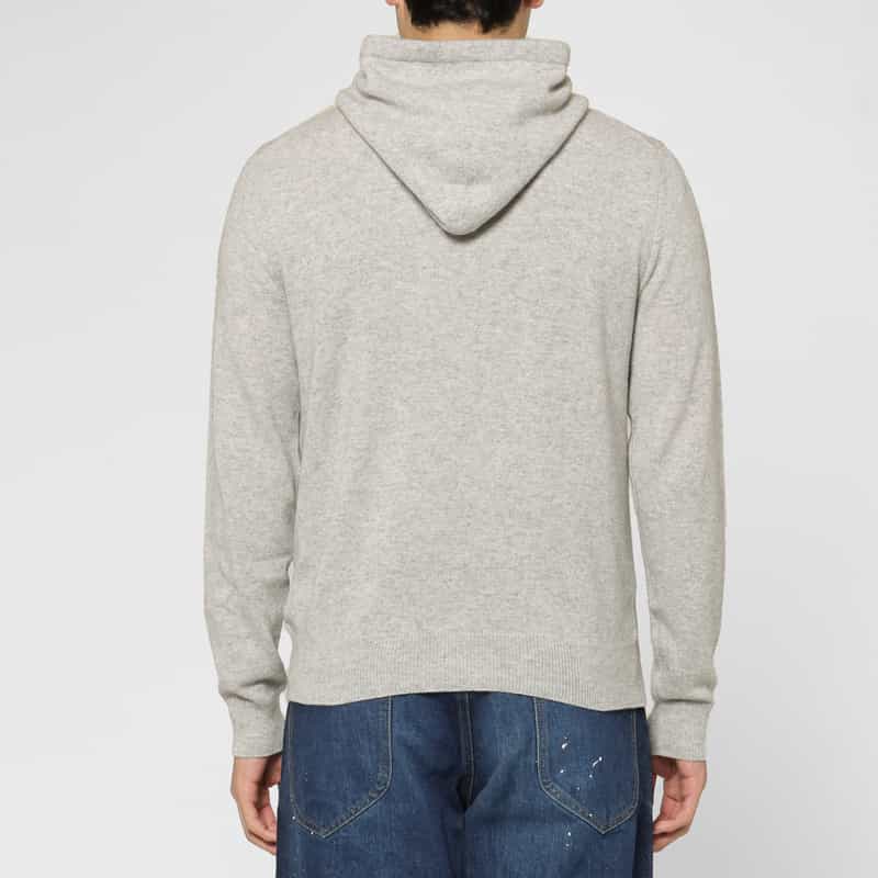 BARNEYS NEW YORK カシミヤ100％フーデッドニットプルオーバー LIGHT GRAY