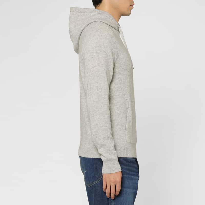BARNEYS NEW YORK カシミヤ100％フーデッドニットプルオーバー LIGHT GRAY