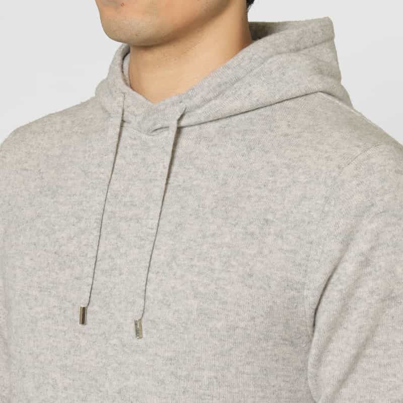 BARNEYS NEW YORK カシミヤ100％フーデッドニットプルオーバー LIGHT GRAY
