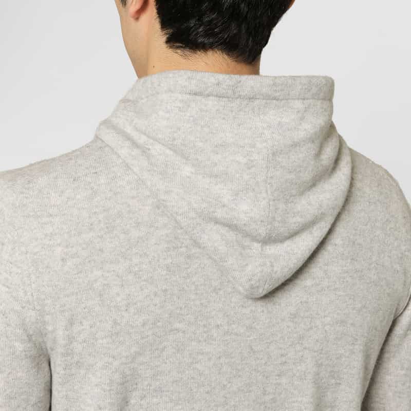 BARNEYS NEW YORK カシミヤ100％フーデッドニットプルオーバー LIGHT GRAY
