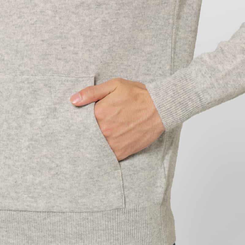 BARNEYS NEW YORK カシミヤ100％フーデッドニットプルオーバー LIGHT GRAY