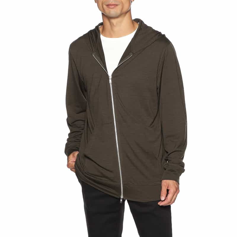 BARNEYS NEW YORK ウォッシャブルウールジャージーダブルジップパーカー KHAKI