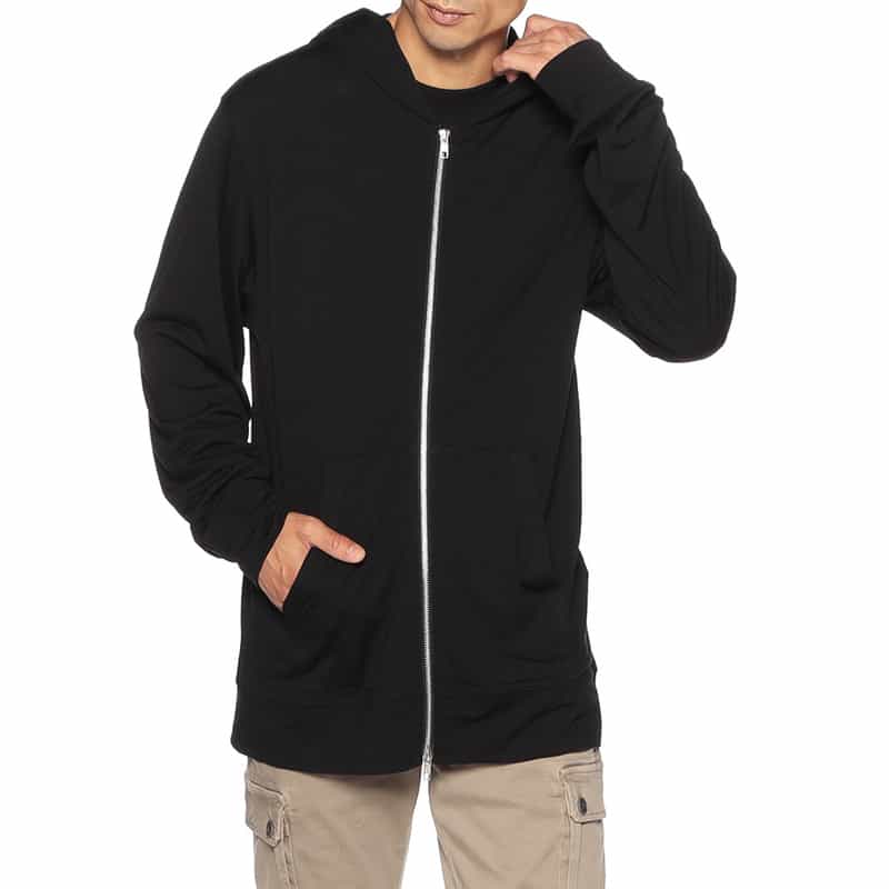 BARNEYS NEW YORK ウォッシャブルウールジャージーダブルジップパーカー BLACK