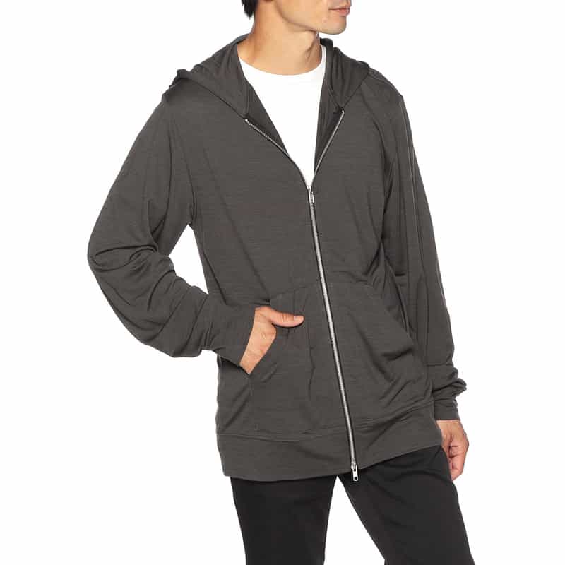 BARNEYS NEW YORK ウォッシャブルウールジャージーダブルジップパーカー DARK GRAY